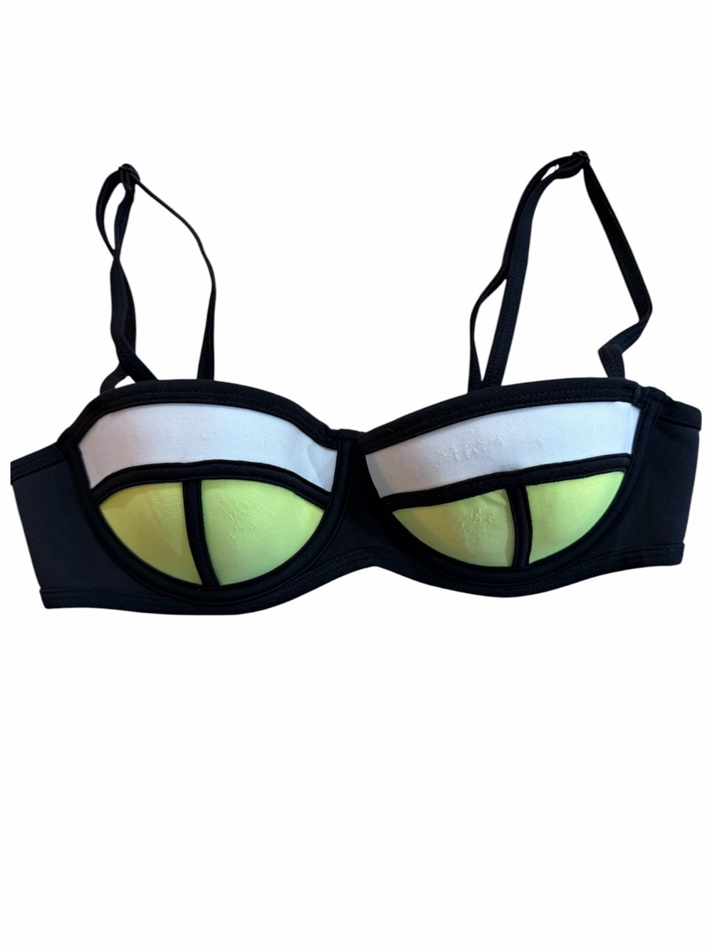 Triangl Swimwear Poppy Neoprene Black and Lime Green Bikini Top